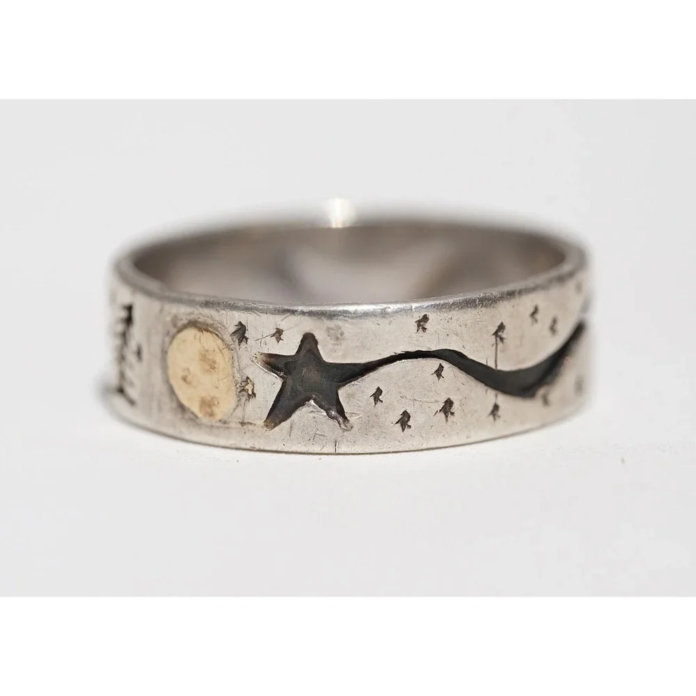 Vidal Aragon Santo Domingo 14k Gold Sterling Silver Storyteller Ring Size 11.5